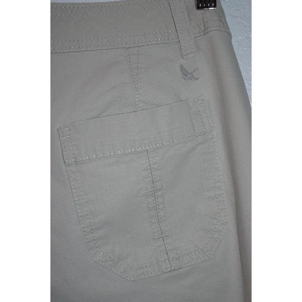 Eddie Bauer Womens 4 Khaki Cargo Capri Pants Drawstring Cuffs Stretch Cotton - Picture 10 of 16